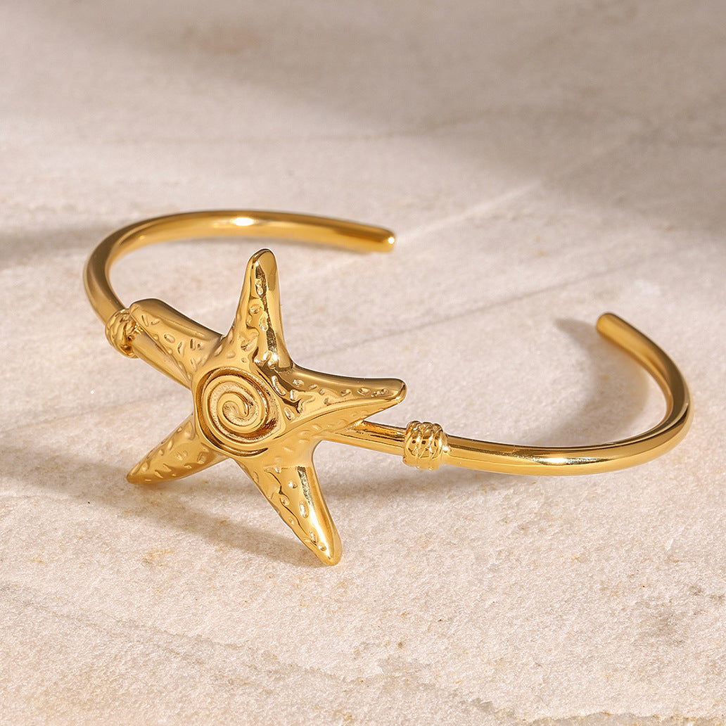 Stainless steel 18k gold-plated starfish bracelet