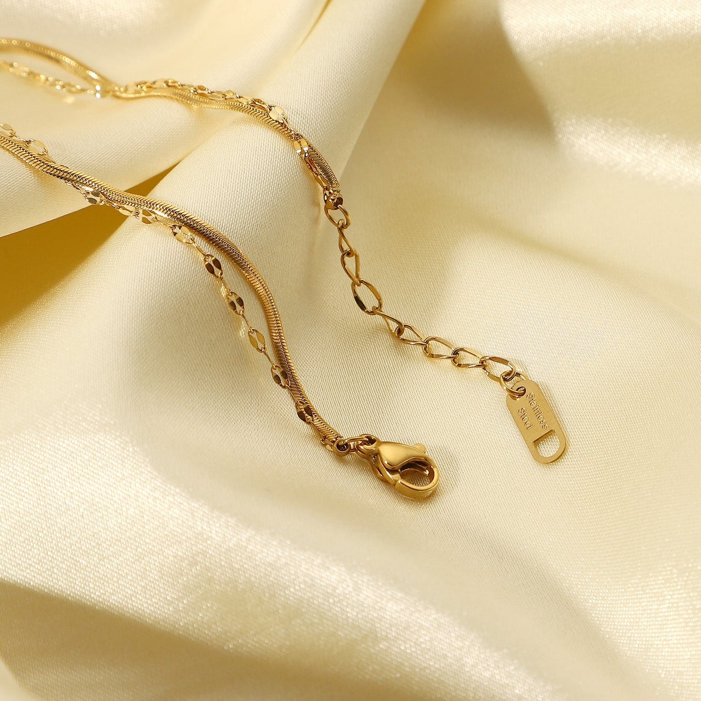 Stainless steel 18k gold-plated double-layer snake bone chain bracelet