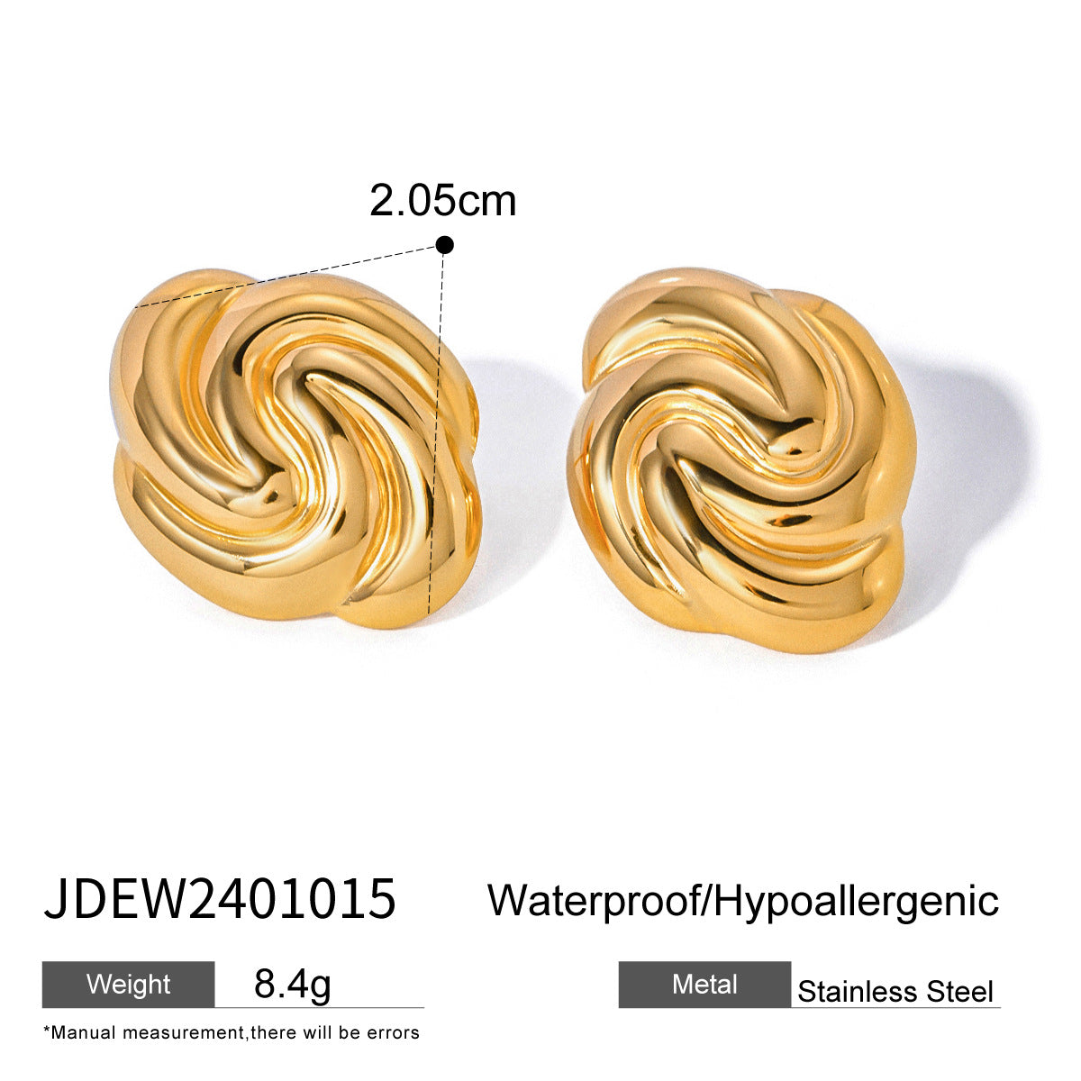 Stainless steel 18k gold-plated earrings