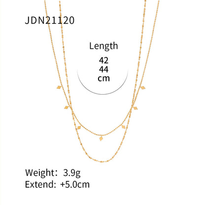 Stainless steel 18k gold-plated double layers necklace