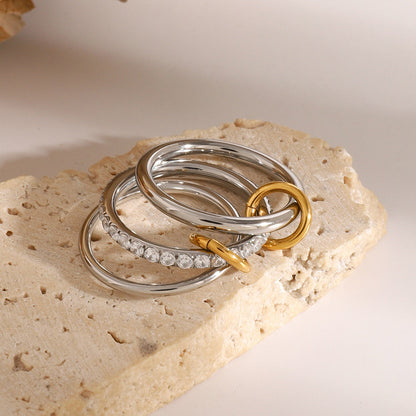 Stainless steel 18k gold-plated stacking plain band rings