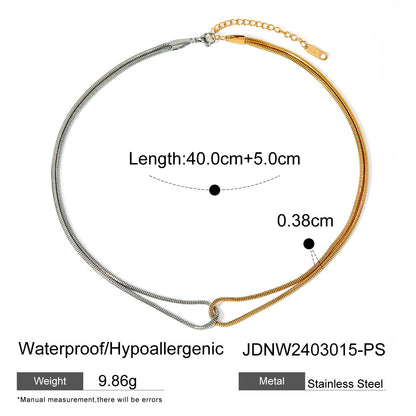 Stainless steel 18k gold-plated snake bone necklace