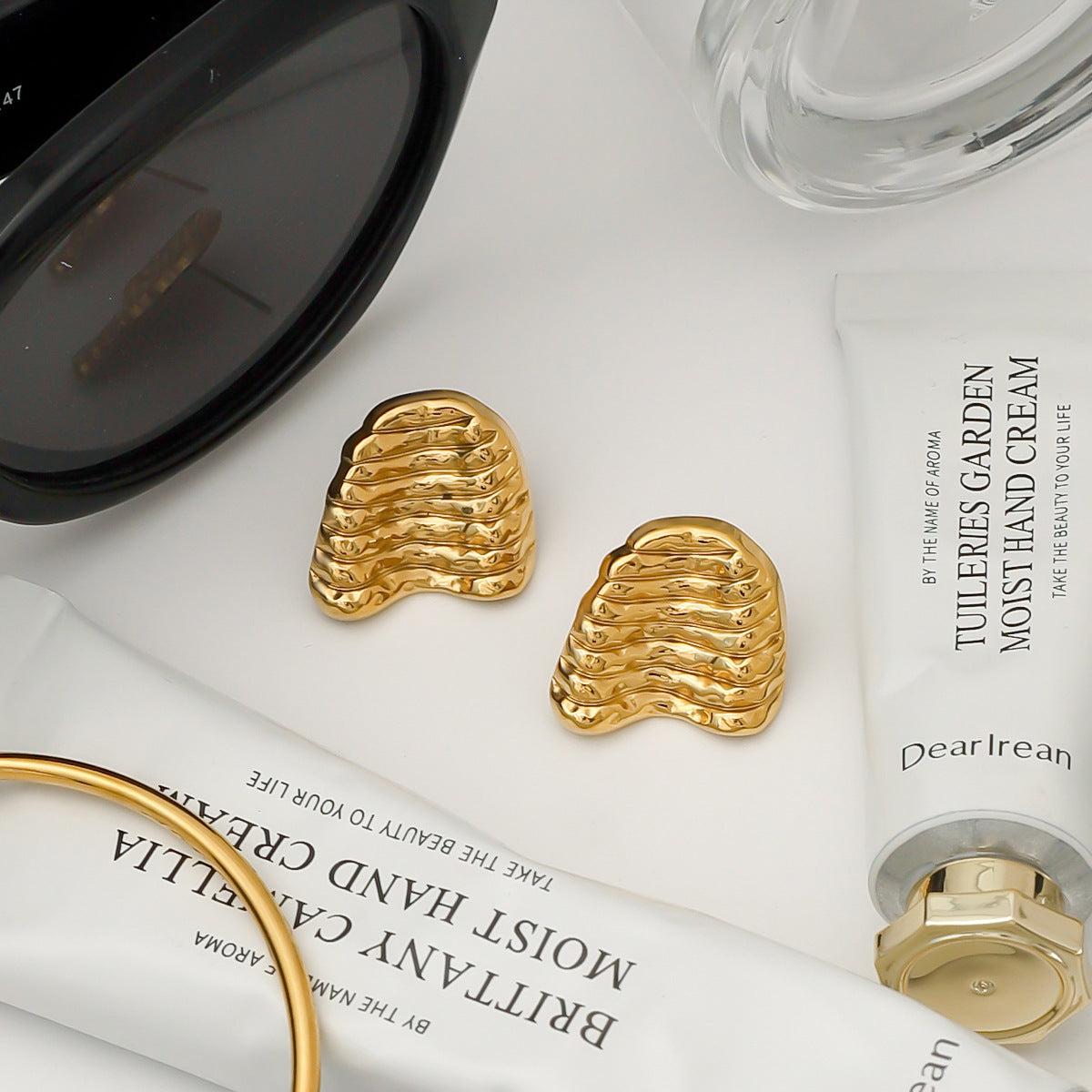 Stainless steel 18k gold-plated earrings