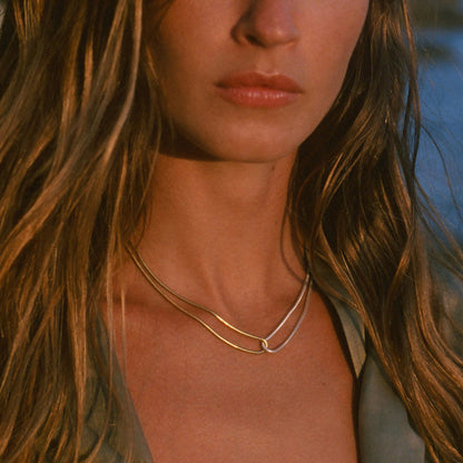 Stainless steel 18k gold-plated snake bone necklace