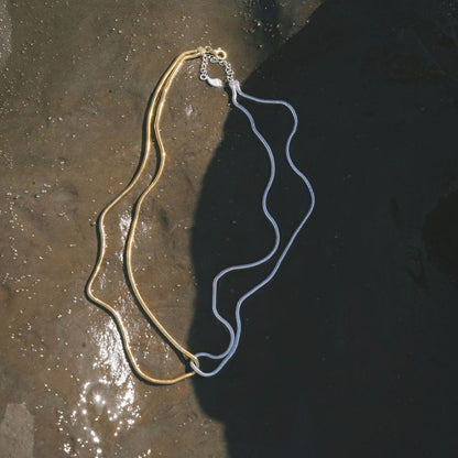 Stainless steel 18k gold-plated snake bone necklace