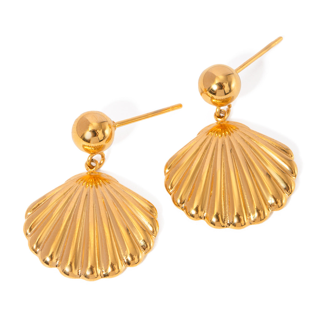 Stainless steel 18k gold-plated shell earrings