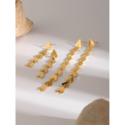 Stainless steel 18k gold-plated tassel earrings