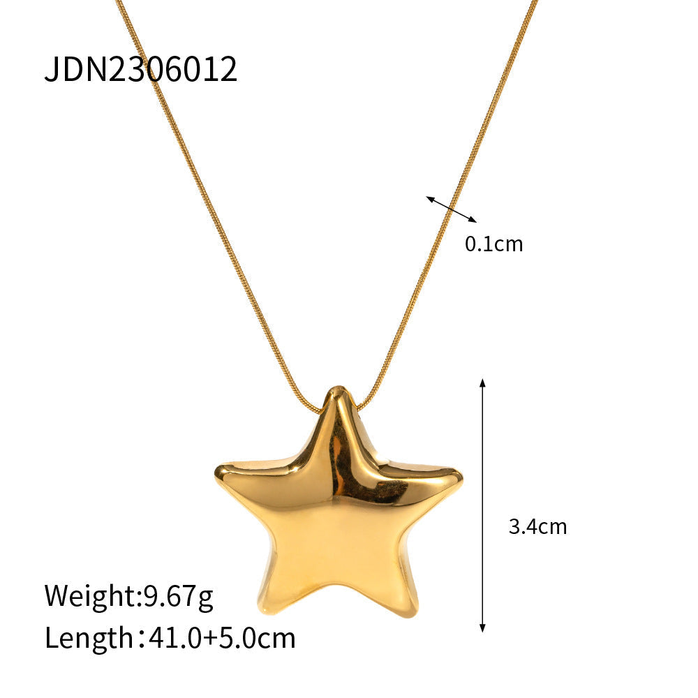 Stainless steel 18k gold-plated star necklace