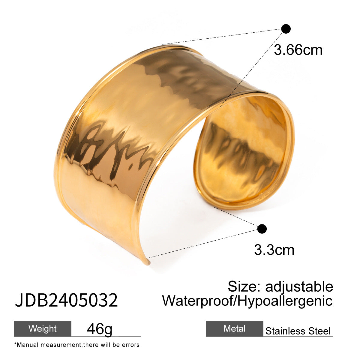 Stainless steel 18k gold-plated cuff bracelet