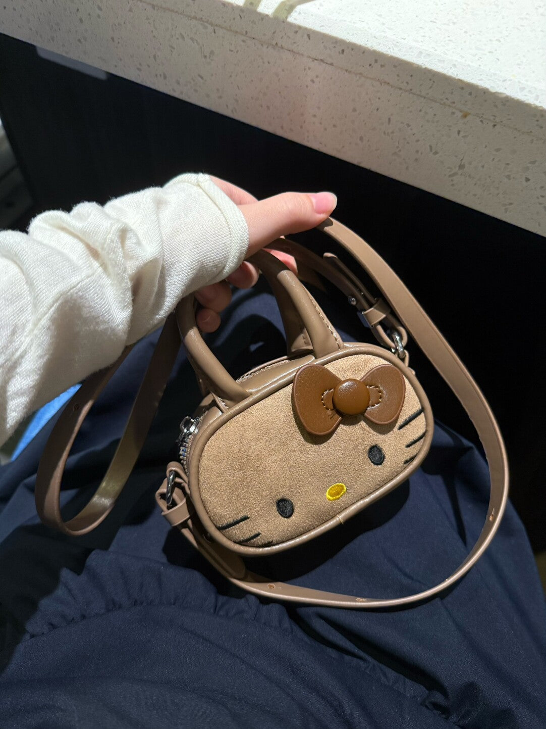 HK Boston Suede Crossbody Bag – Cartoon Style Autumn Shoulder Handbag