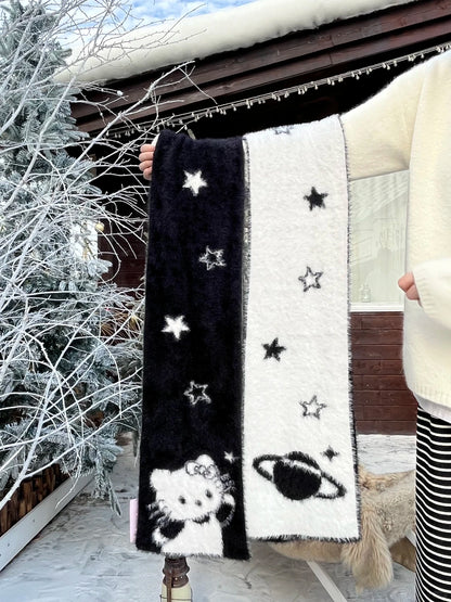 HK Starry Night Double-Sided Thick Faux Mink Fur Scarf – Soft Winter Reversible Scarf for Cozy Autumn & Winter Wear (20×165cm)