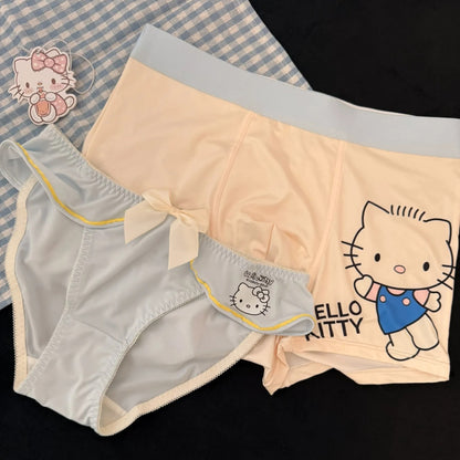 HK Cute Couple Underwear Set, Matching Men Boxer & Women Briefs, Soft Cotton Lingerie Gift Set