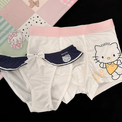 HK Cute Couple Underwear Set, Matching Men Boxer & Women Briefs, Soft Cotton Lingerie Gift Set