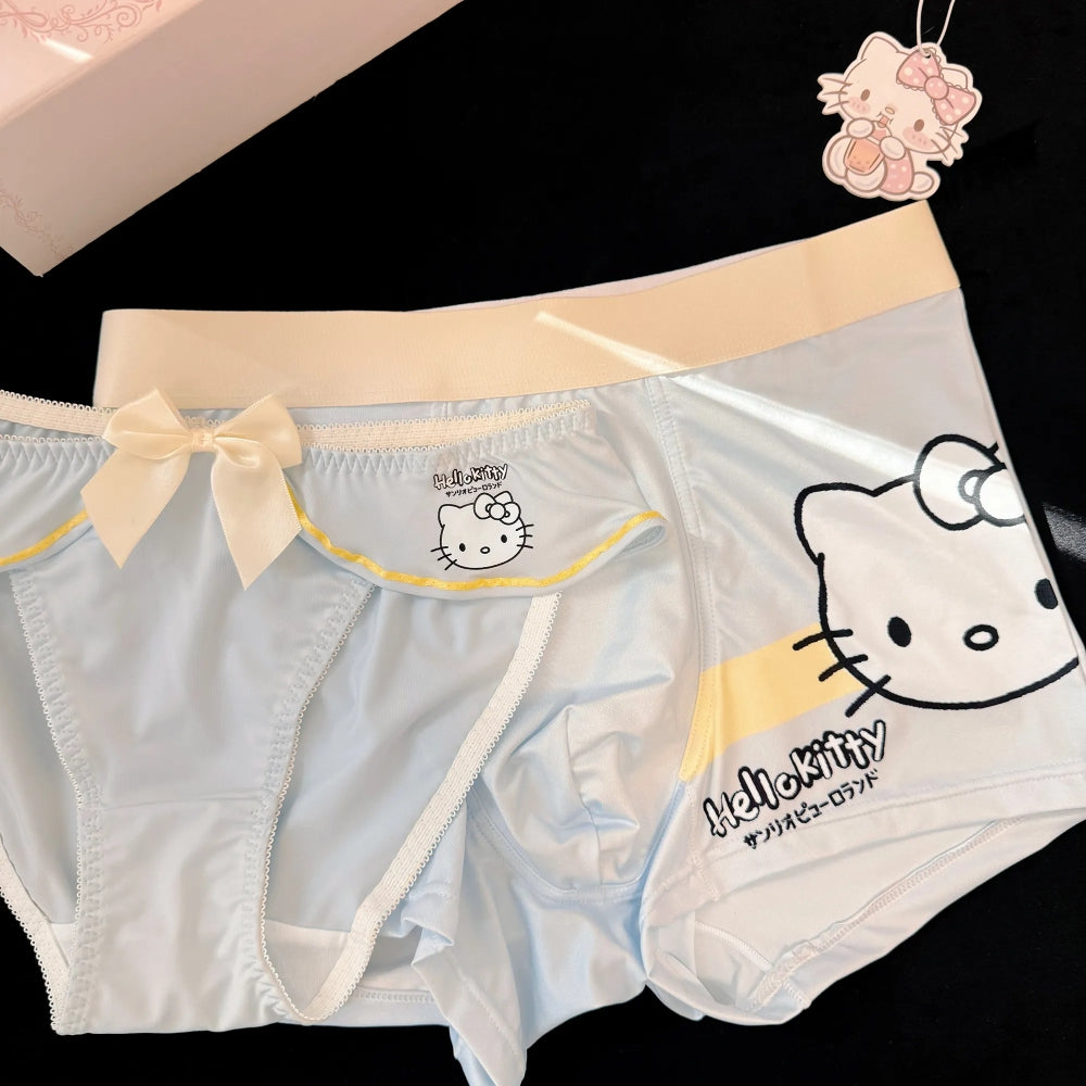 HK Cute Couple Underwear Set, Matching Men Boxer & Women Briefs, Soft Cotton Lingerie Gift Set