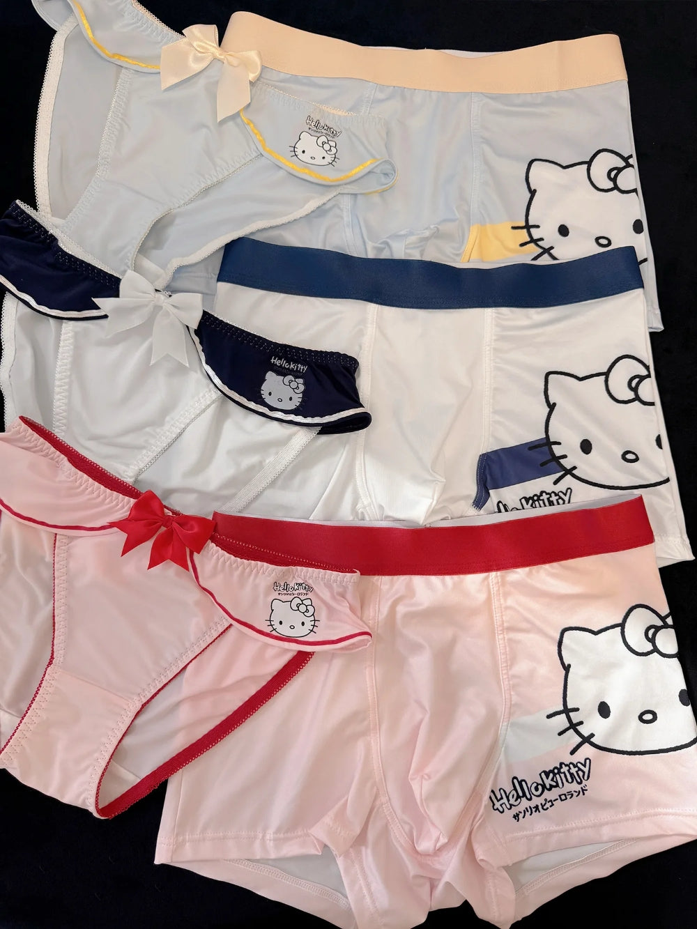 HK Cute Couple Underwear Set, Matching Men Boxer & Women Briefs, Soft Cotton Lingerie Gift Set
