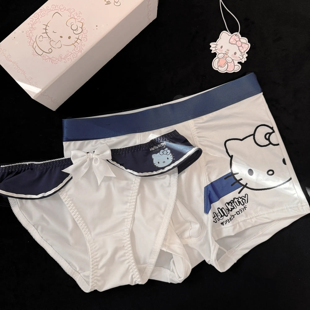 HK Cute Couple Underwear Set, Matching Men Boxer & Women Briefs, Soft Cotton Lingerie Gift Set