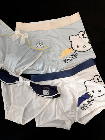 HK Cute Couple Underwear Set, Matching Men Boxer & Women Briefs, Soft Cotton Lingerie Gift Set