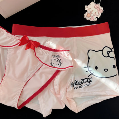 HK Cute Couple Underwear Set, Matching Men Boxer & Women Briefs, Soft Cotton Lingerie Gift Set