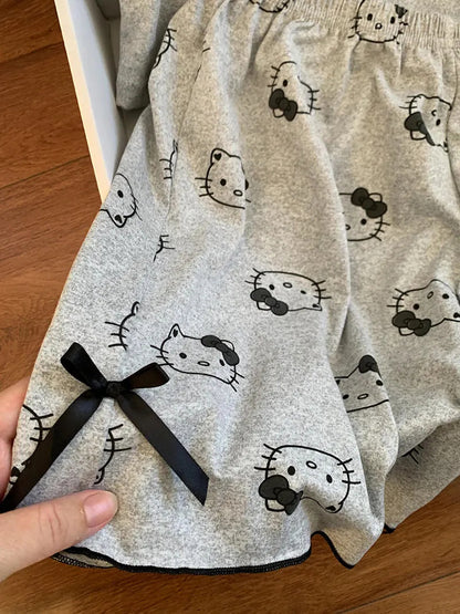 Kawaii HK-Inspired Summer Pajama Set with Built-in Bra - Cami & Shorts Lounge Set for Women, Breathable Sleepwear