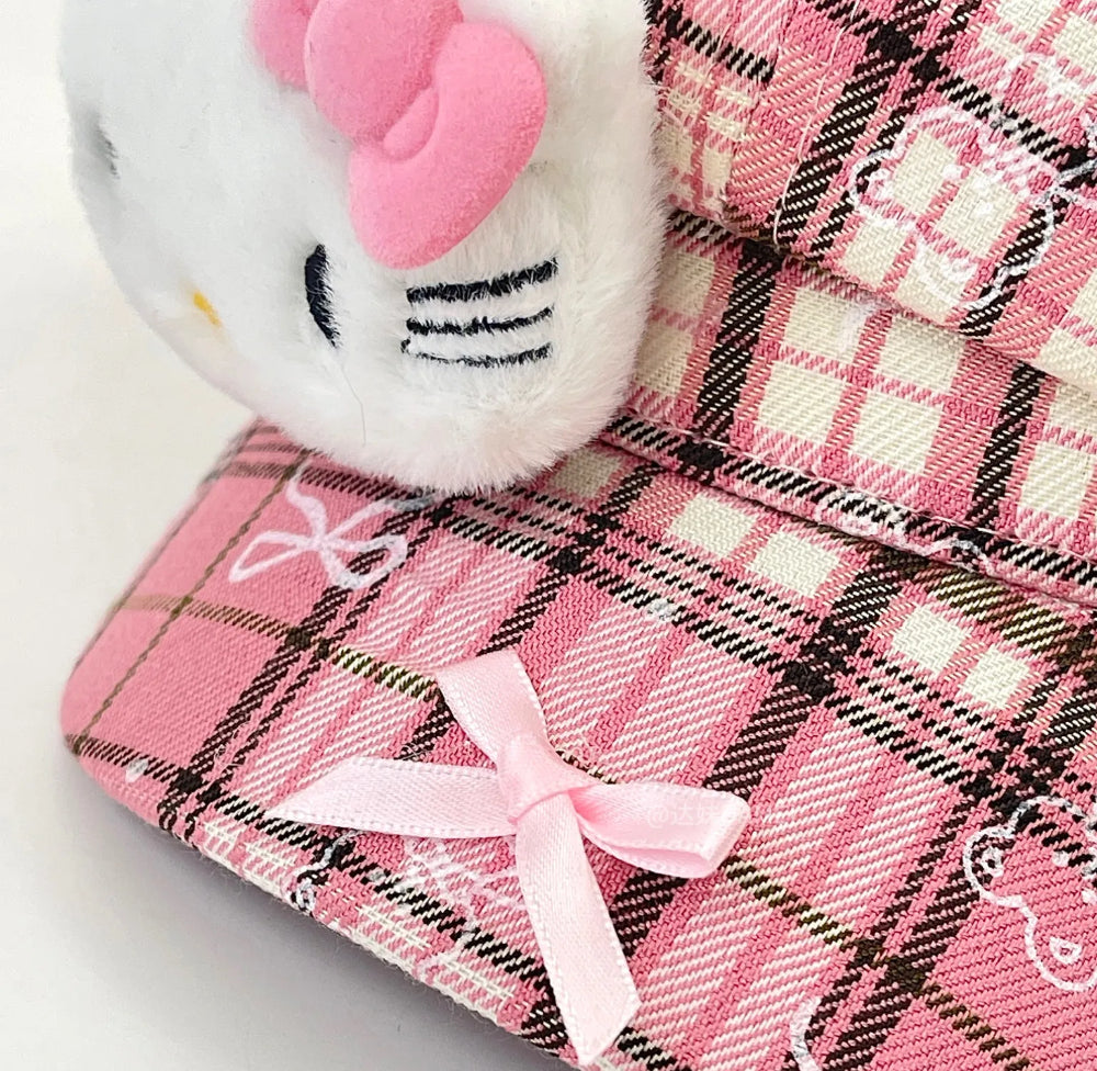 HK Octagon Beret Cap – Cute Pink Painter Hat with Retro Brim Style, Adjustable Fit (54–59cm)