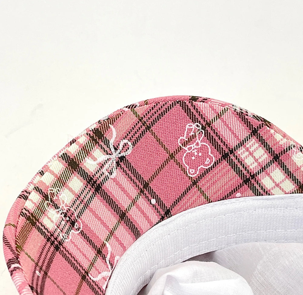 HK Octagon Beret Cap – Cute Pink Painter Hat with Retro Brim Style, Adjustable Fit (54–59cm)