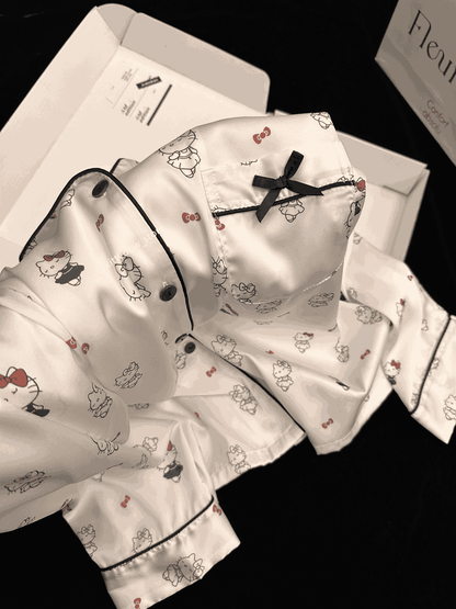 Hello Kitty Print Ice Silk Pajama Set