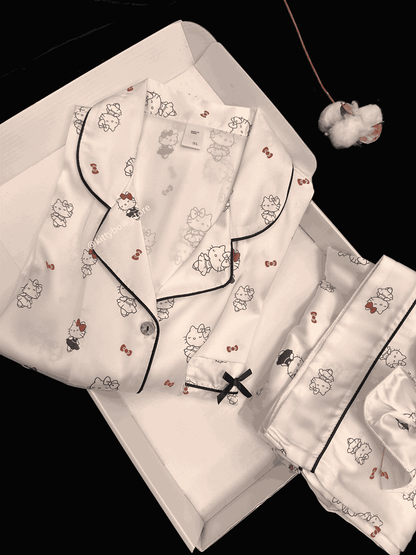 Hello Kitty Print Ice Silk Pajama Set