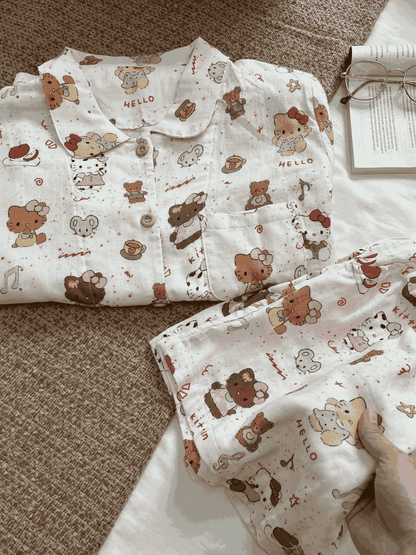 Hello Kitty & Friends Print Cotton Pajama Set