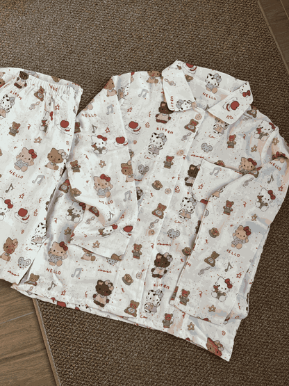 Hello Kitty & Friends Print Cotton Pajama Set
