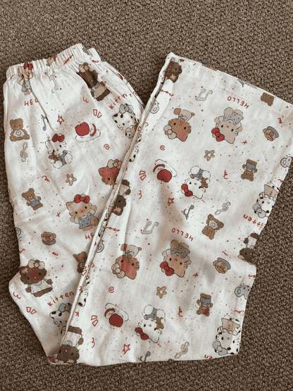 Hello Kitty & Friends Print Cotton Pajama Set