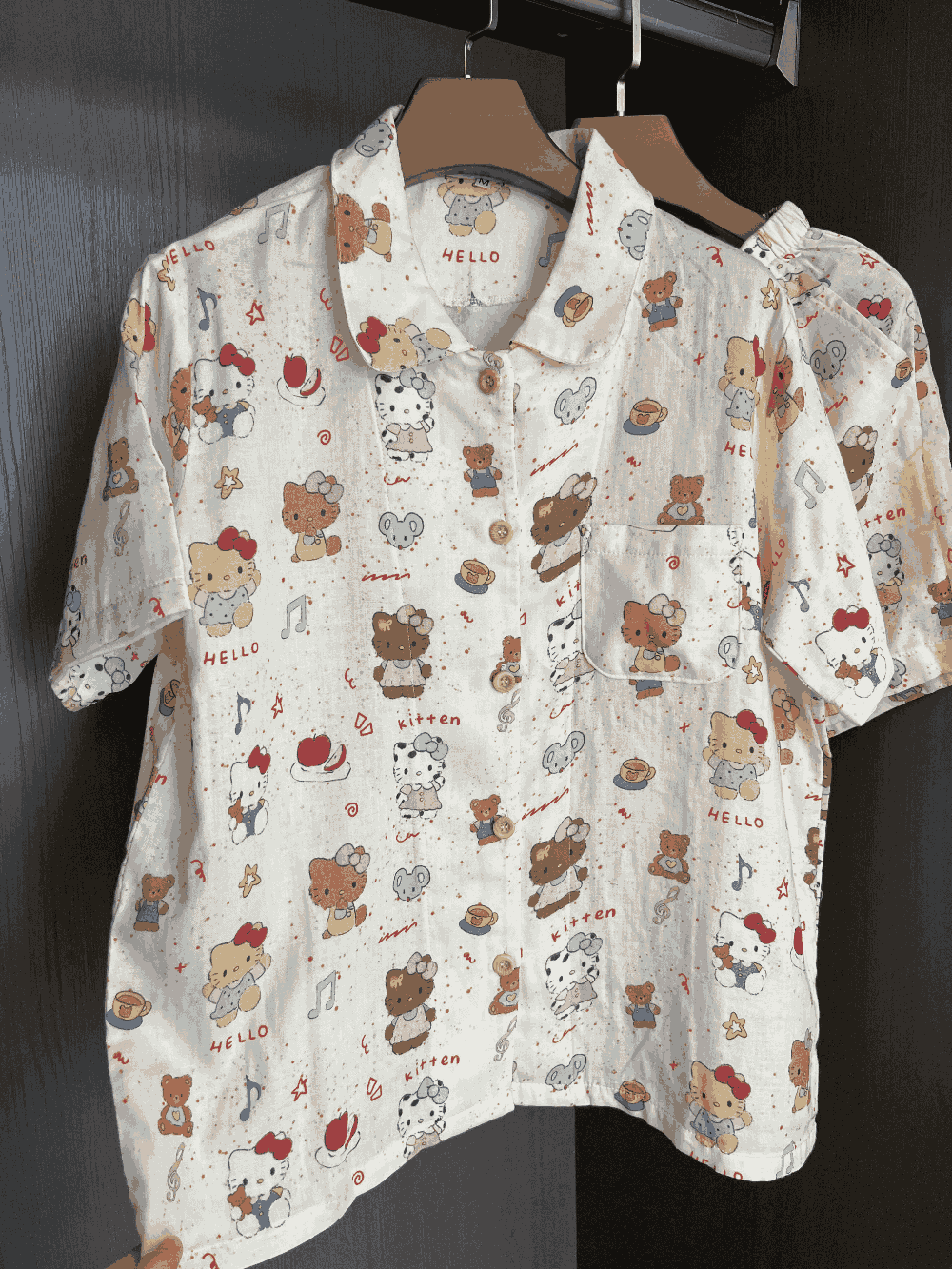 Hello Kitty & Friends Print Cotton Pajama Set