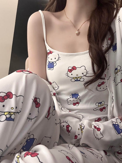 Hello Kitty 3-Piece Camisole Pajama Set with Cardigan and Pants