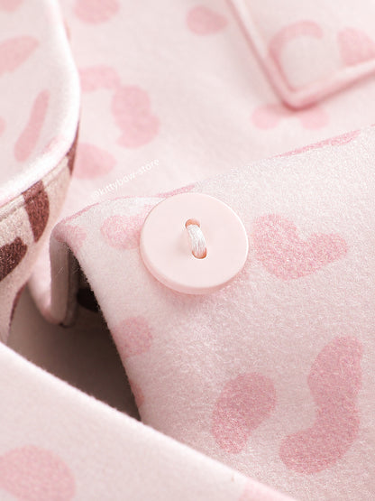 Hello Kitty Pink Leopard Print Thermal Pajama Set