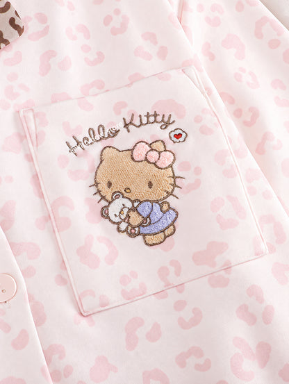 Hello Kitty Pink Leopard Print Thermal Pajama Set