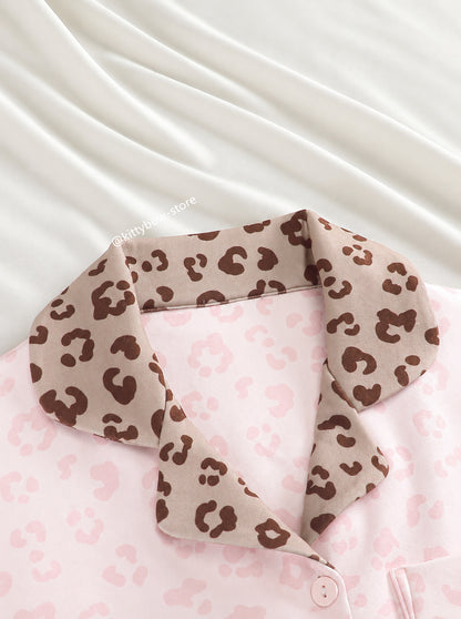 Hello Kitty Pink Leopard Print Thermal Pajama Set