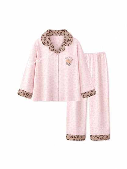 Hello Kitty Pink Leopard Print Thermal Pajama Set