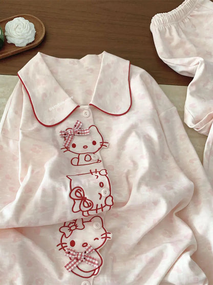 Hello Kitty 100% Cotton Bow Pajama Set – Pink Leopard