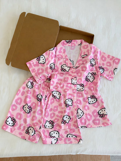 Hello Kitty Pink Leopard Print Short Pajama Set