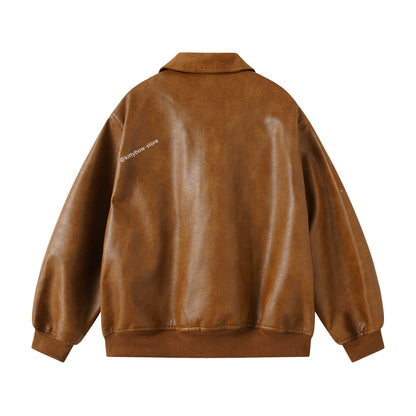 Hello Kitty Brown Embroidered Bomber Jacket-Unisex Coats