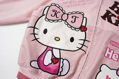 Hello Kitty Pink Embroidered Faux Leather Jacket