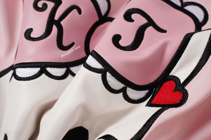 Hello Kitty Pink Embroidered Faux Leather Jacket
