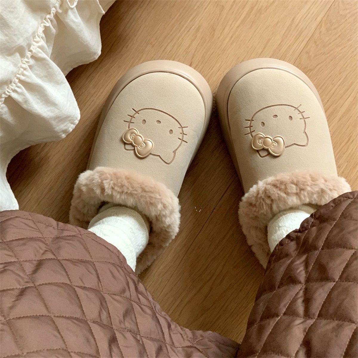 Hello Kitty Chunky Mules Fuzzy Slipper Snow Boots