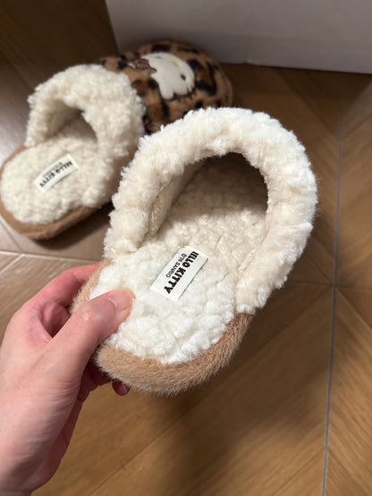 Hello Kitty Leopard Print Plush Slippers