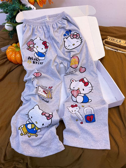 Hello Kitty & Coffee Bear Cotton-Blend Thermal Pajama Set