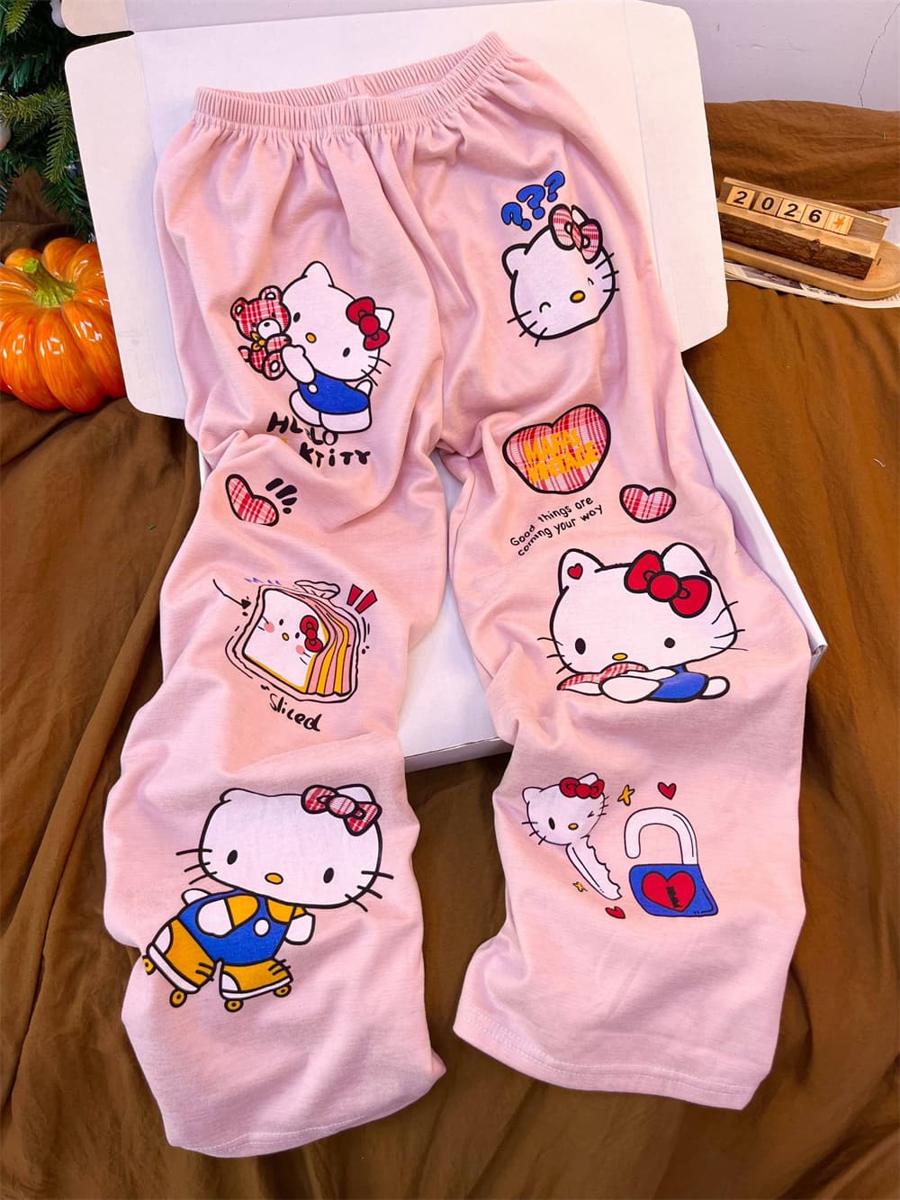 Hello Kitty & Coffee Bear Cotton-Blend Thermal Pajama Set