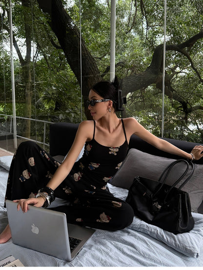 Hello Kitty Y2K Streetwear Cami & Wide-Leg Lounge Pants 2-Piece Set