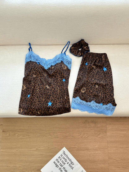 Hello Kitty Leopard Print Lace Camisole Pajama Set – Shorts or Pants