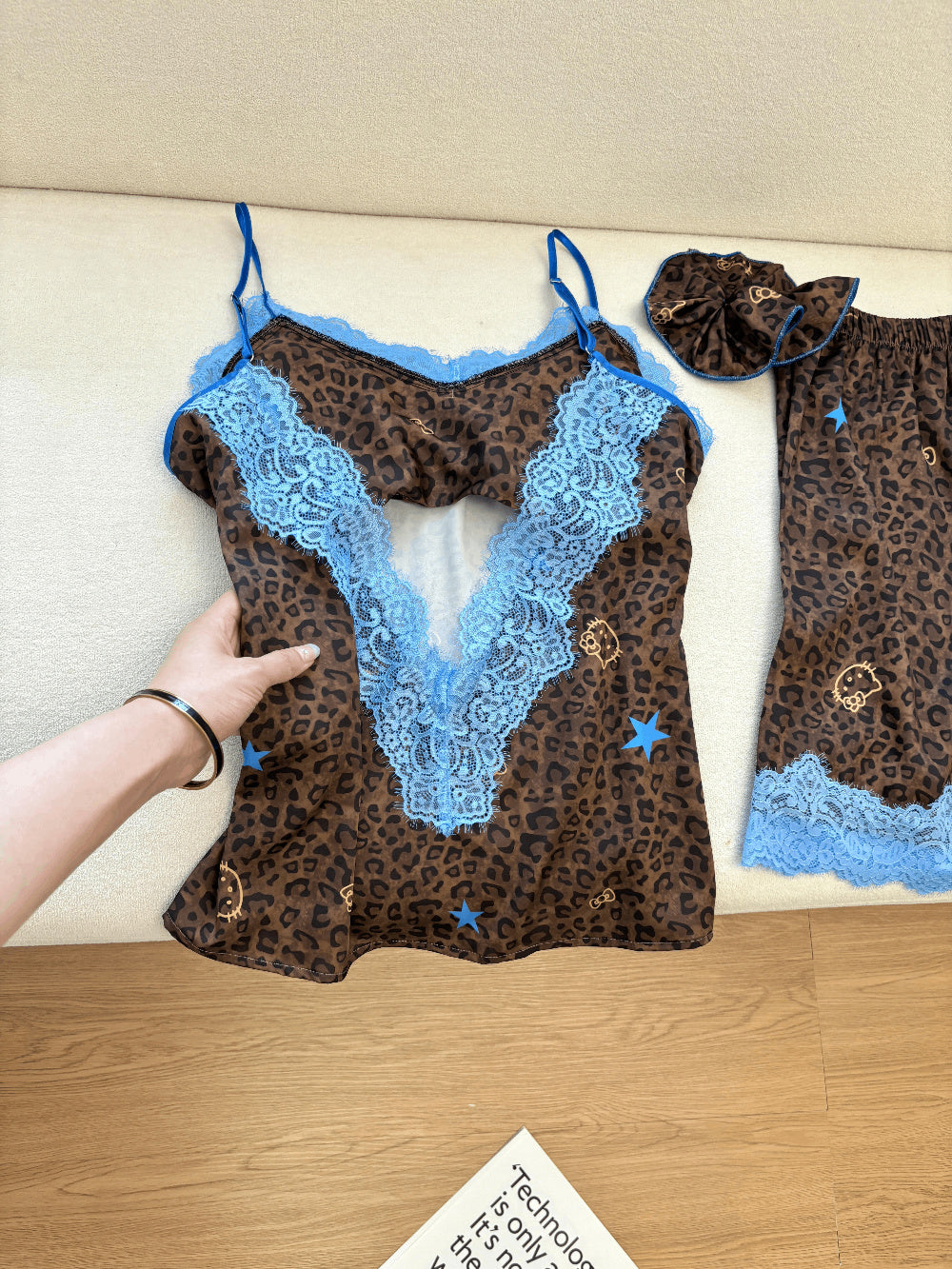 Hello Kitty Leopard Print Lace Camisole Pajama Set – Shorts or Pants