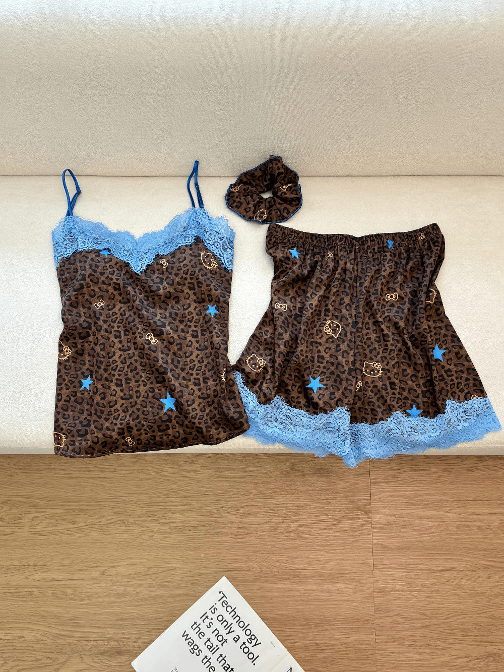Hello Kitty Leopard Print Lace Camisole Pajama Set – Shorts or Pants
